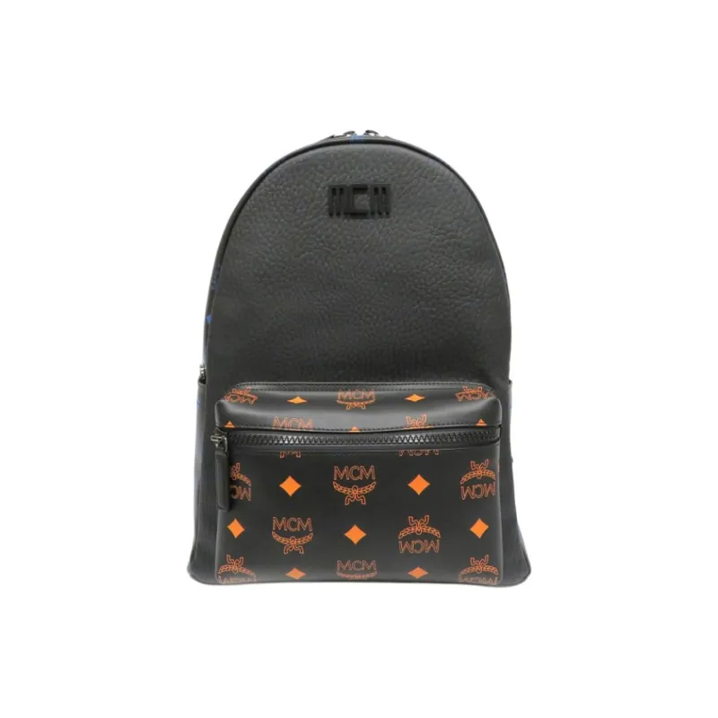 MCM Leather Backpack Medium Size Men's Black-1