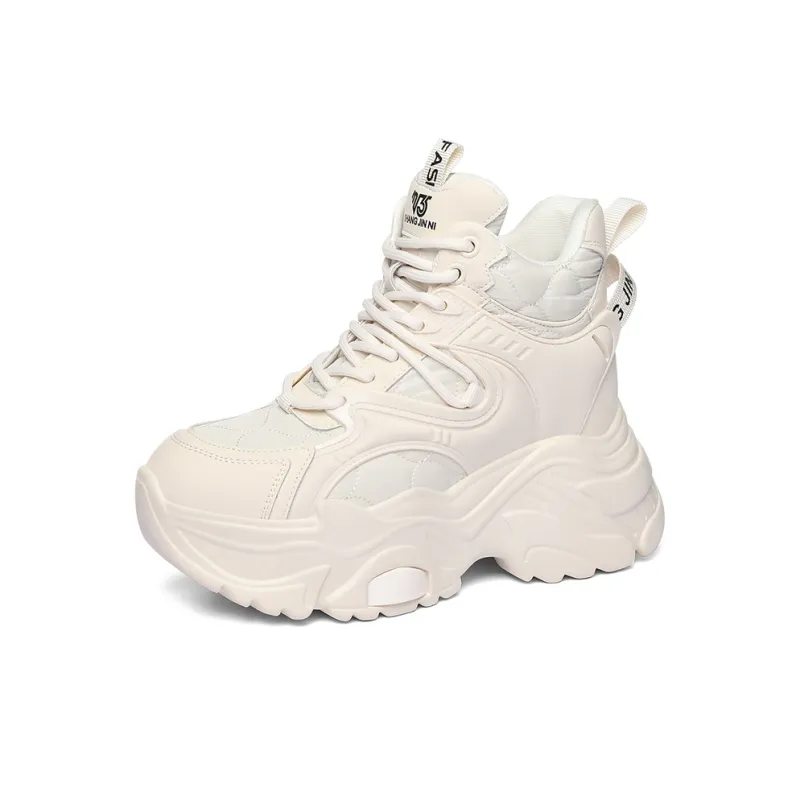 Golden Silk Rabbit Cushioned Anti Slip And Wear Resistant Height Increasing Warm High Top Chunky Sneakers Women's-7