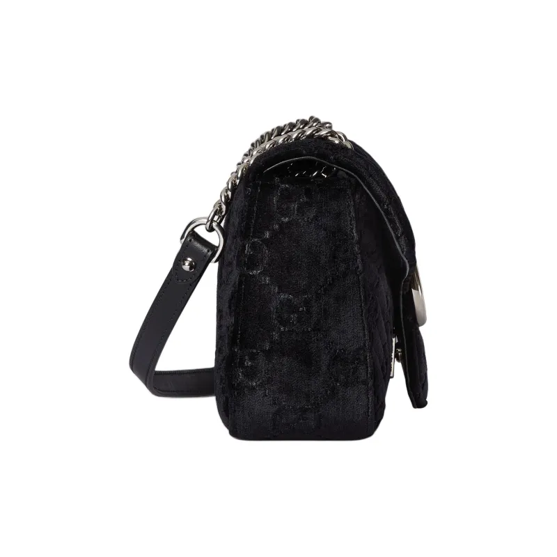 GUCCI GG Marmont Velvet Crossbody Bag Shoulder Bag Small Size Women's Black-2