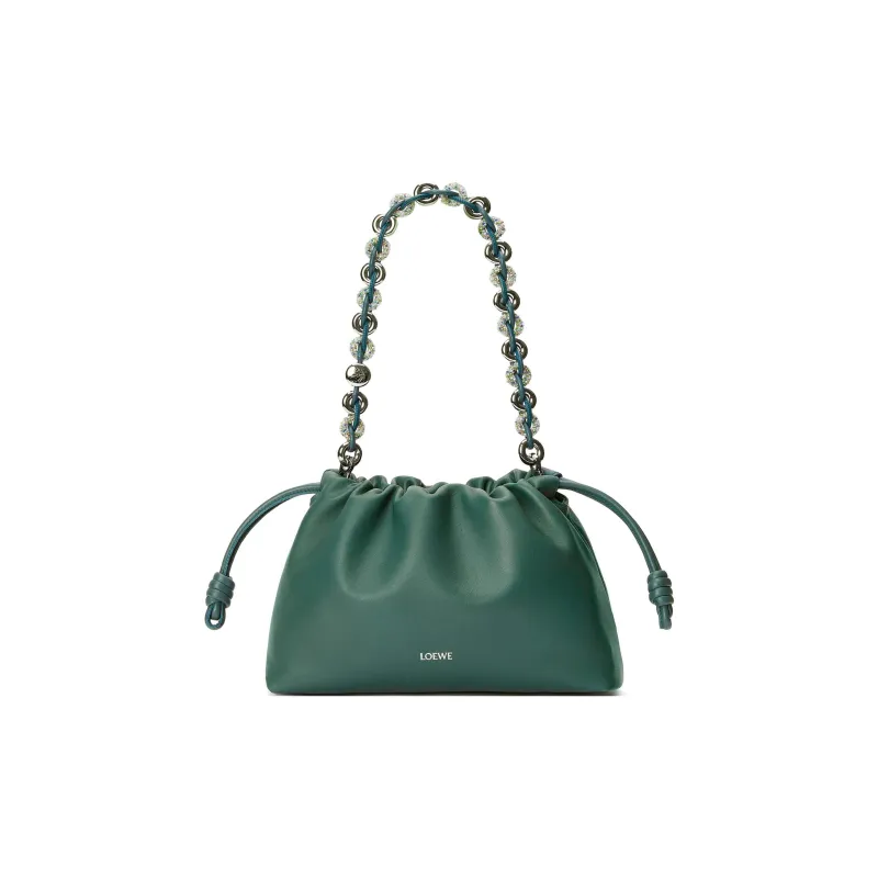 LOEWE Suna Fujita Collaboration Flamenco Nappa Sheepskin Leather Clutch Medium Size Women's Vetiver-1