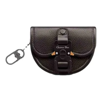 DIOR Cow Leather Earphone Case Small Size Men's Black