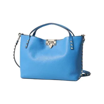Valentino Rockstud Calfskin Tote Bag Shopping Bag Shoulder Bag Crossbody Bag Handbag Women's Blue