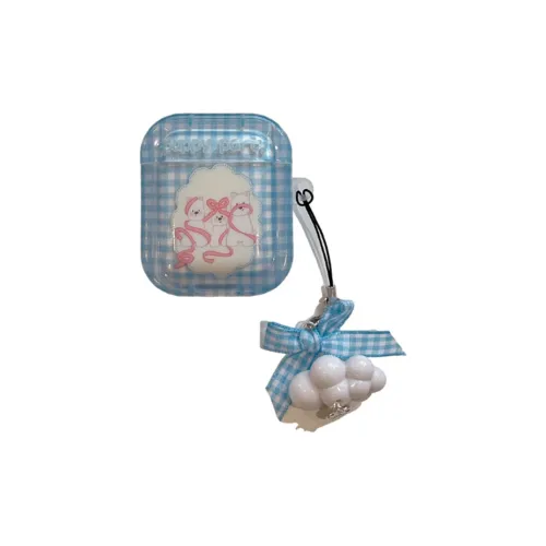 Baohuguang Compatible With AirPods Pro 2/1/2 TPU Ins Cute Blue Stripes Puppy Fully Enclosed Headphone Cases