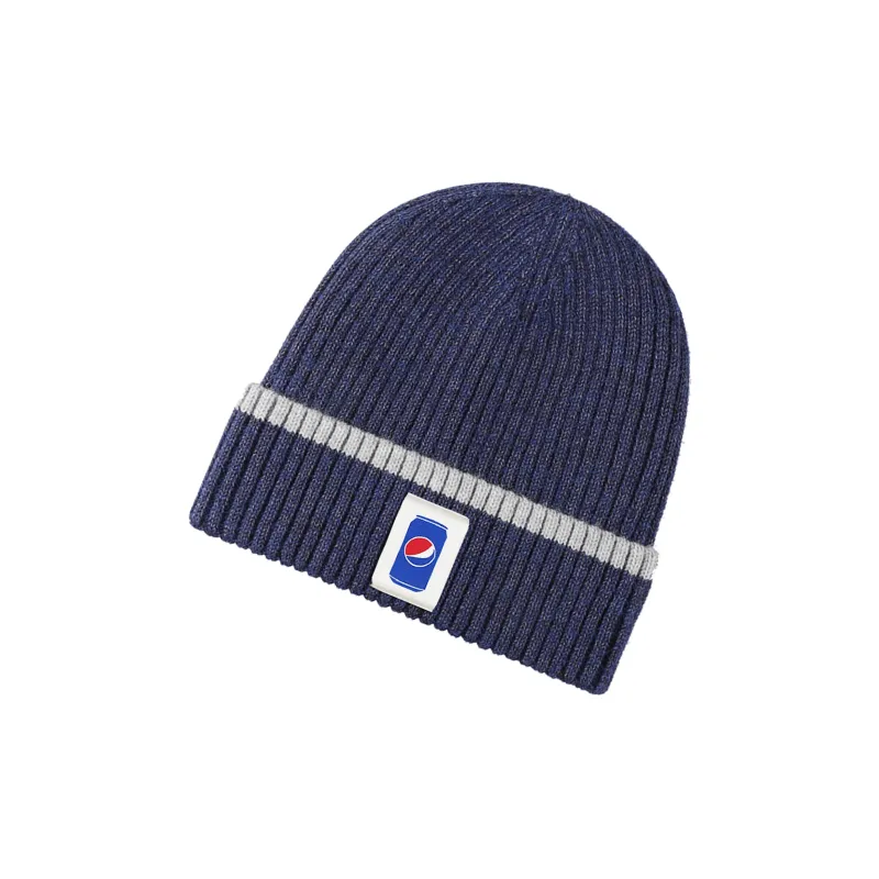 Pepsi Polyester Plush Beanie Unisex Navy Blue Light Gray Dark Gray-1