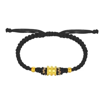 YIIAAN Good Luck Waist Fortune Bead Wealth And Prosperity Woven Rope Solid Gold Fixed Price Gold Bracelet Unisex