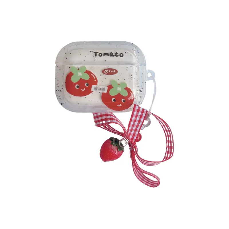 Baohuguang Compatible With AirPods 3/Pro 2/1 TPU Japanese And Korean Style Ins Ink Splatter Cute Tomato Headphone Cases-2