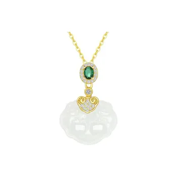 XIFULI Necklaces Pale Greenish White Jade Women's
