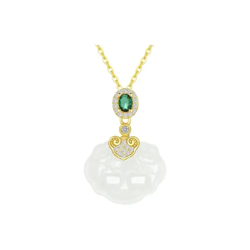 XIFULI Necklaces Pale Greenish White Jade Women's