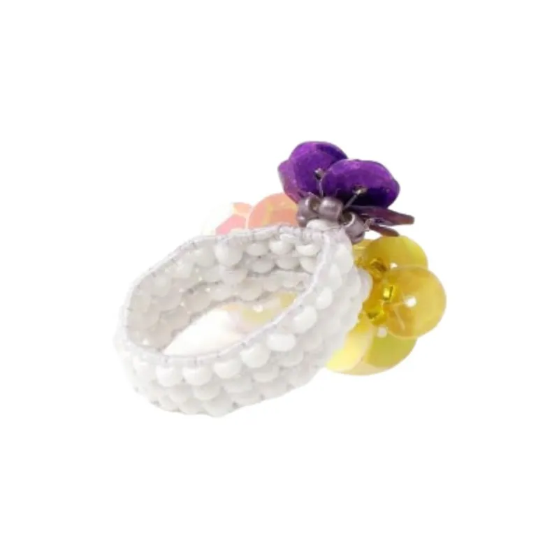 Beams Glass Beads, Sequins Rings Women's Black White/Orange Blue/Yellow Purple-8