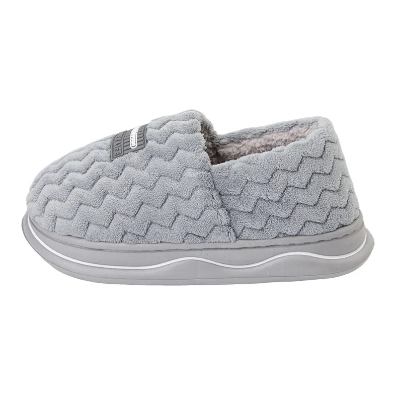 Warm Edge Unisex Minimalist Style Home Indoor Fall And Winter Slip Resistant Fleece Lined Warm Couple Padded Shoes-13