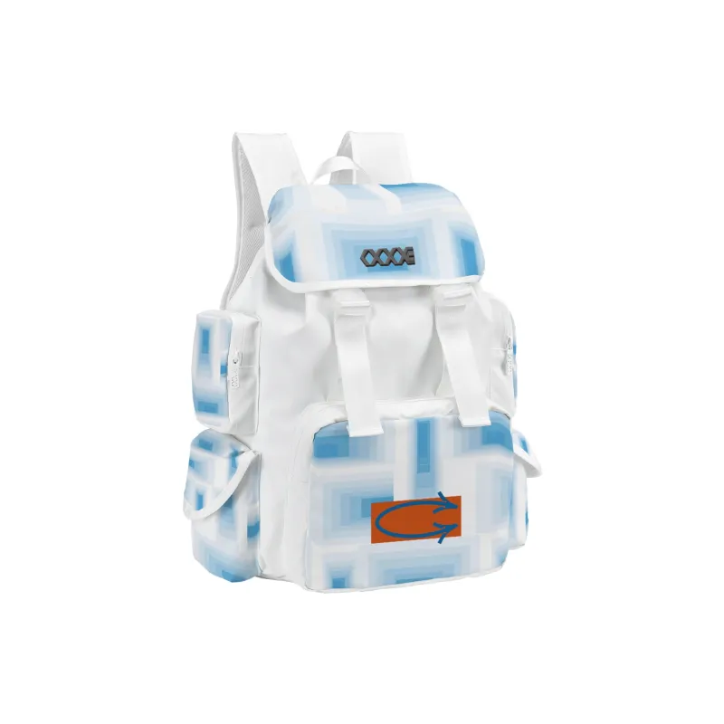 COEXISTENCE Polyester Commute Travel Large Capacity Backpack Tubas Unisex White Blue-2