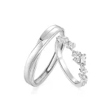 925 Sterling Silver, Wish Couple Rings, Ice Crystal White