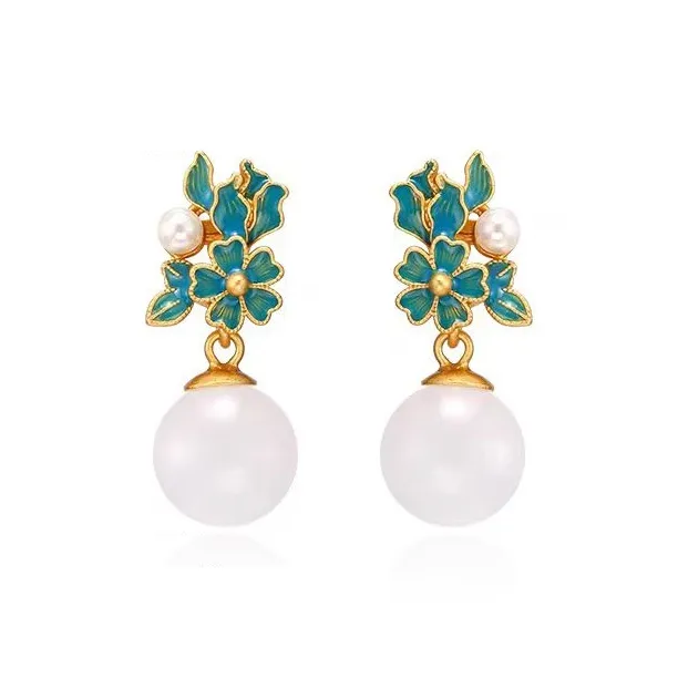 XIFULI Hetian Jade Earrings Pale Greenish White Jade Women's-0