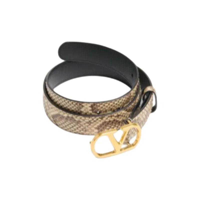 Valentino Leather Leather Belts Women's Beige Width: 3CM-1