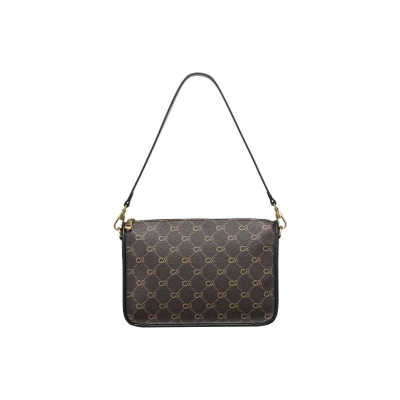 COOGI Synthetic Leather Handbag, Shoulder Bag Medium Size Women's Coffee-4