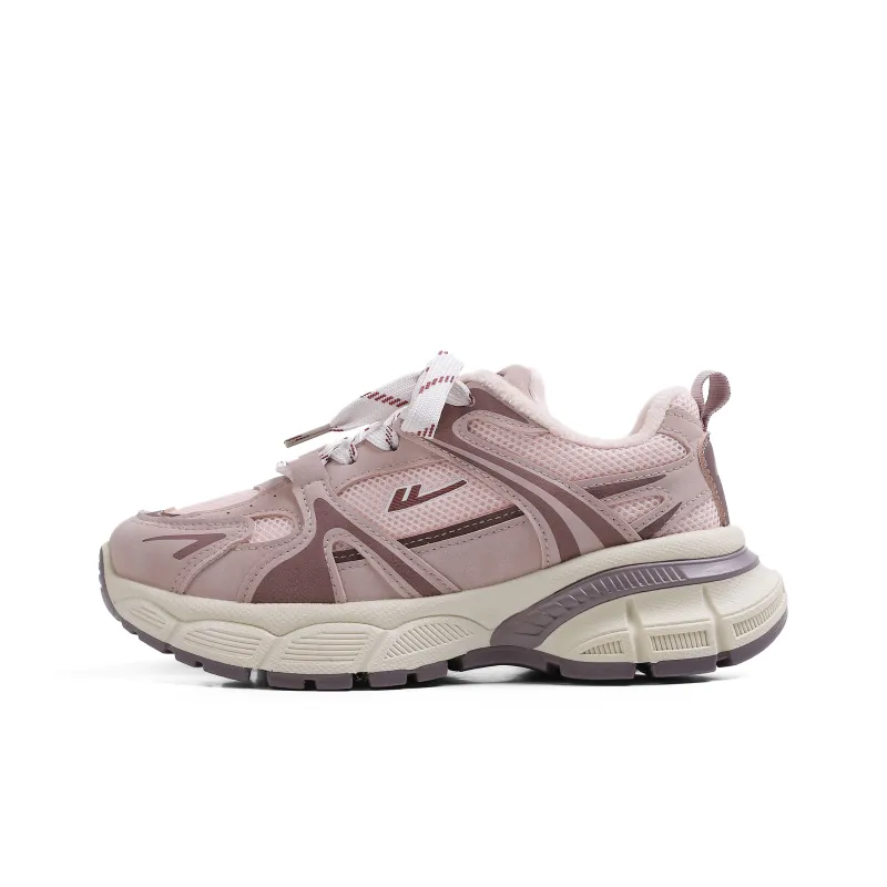 Warrior Slip Resistant Warm And Wear Resistant Low Top Chunky Sneakers Women's Pink-0