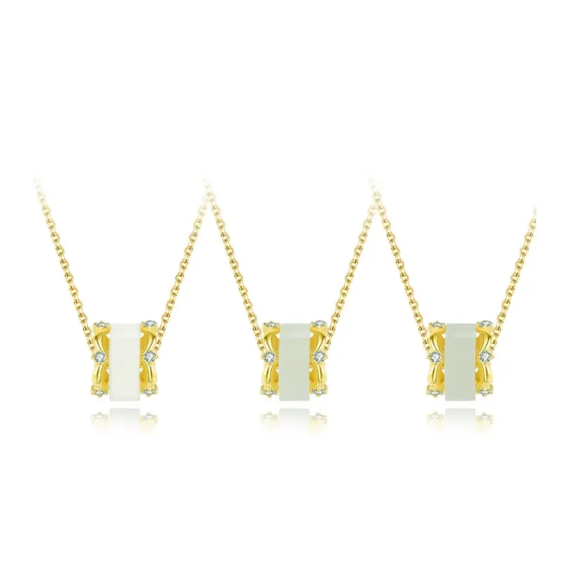 WEITIANXUAN Hetian Jade Necklaces White Jade/Pale Greenish White Jade Unisex-5