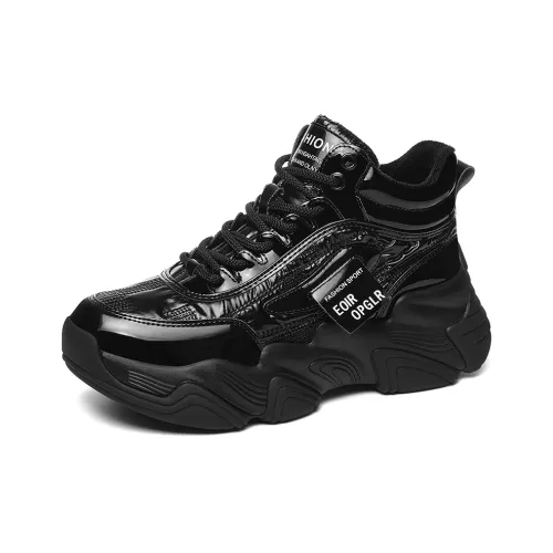 Golden Silk Rabbit Cushioning Anti Slip And Wear Resistant Height Increasing Mid Top Chunky Sneakers Women's