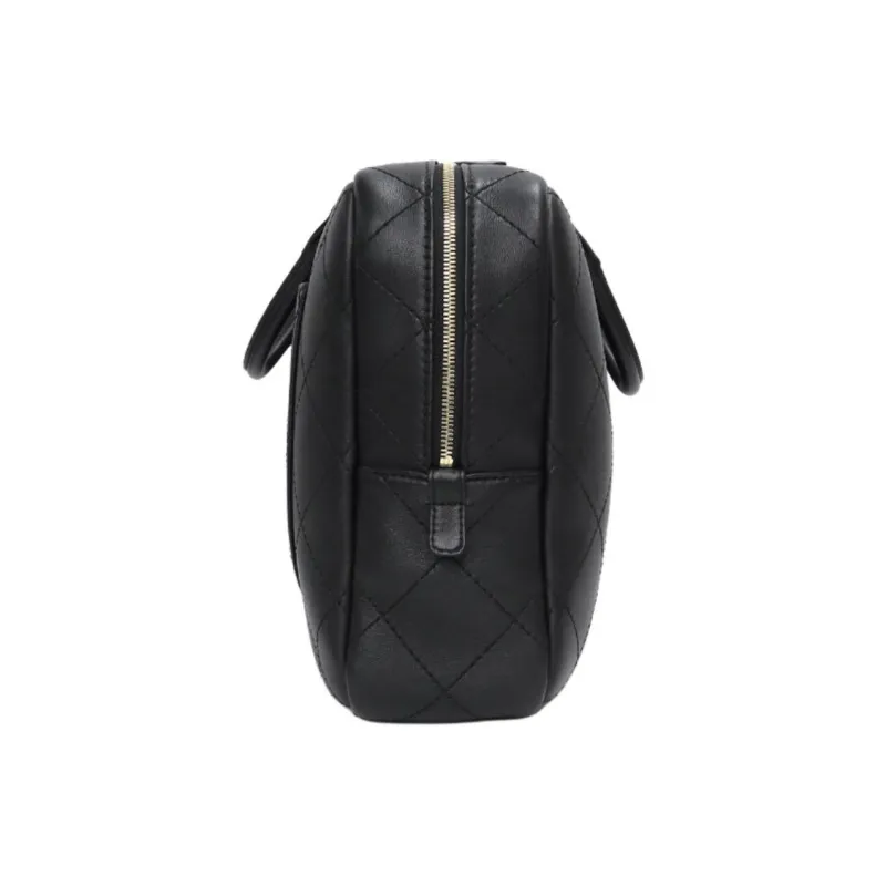CHANEL Calfskin Bowling Bag, Handbag Women's Black-1