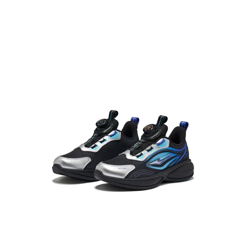 ERKE KIDS Slip-Resistant Cushioning Wear-Resistant Low-Top Kids' Running Shoes Jet Black/Digital Blue Kids'-1