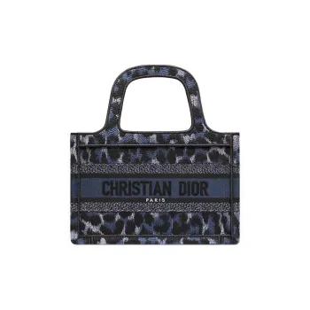 DIOR BookTote Embroidery Tote Bag Shopping Bag Handbags Mini Women's Blue And Black