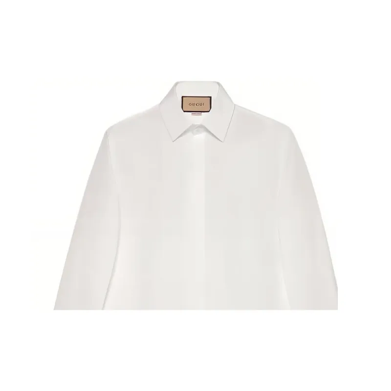 GUCCI Pointed collar Cotton Shirt-2