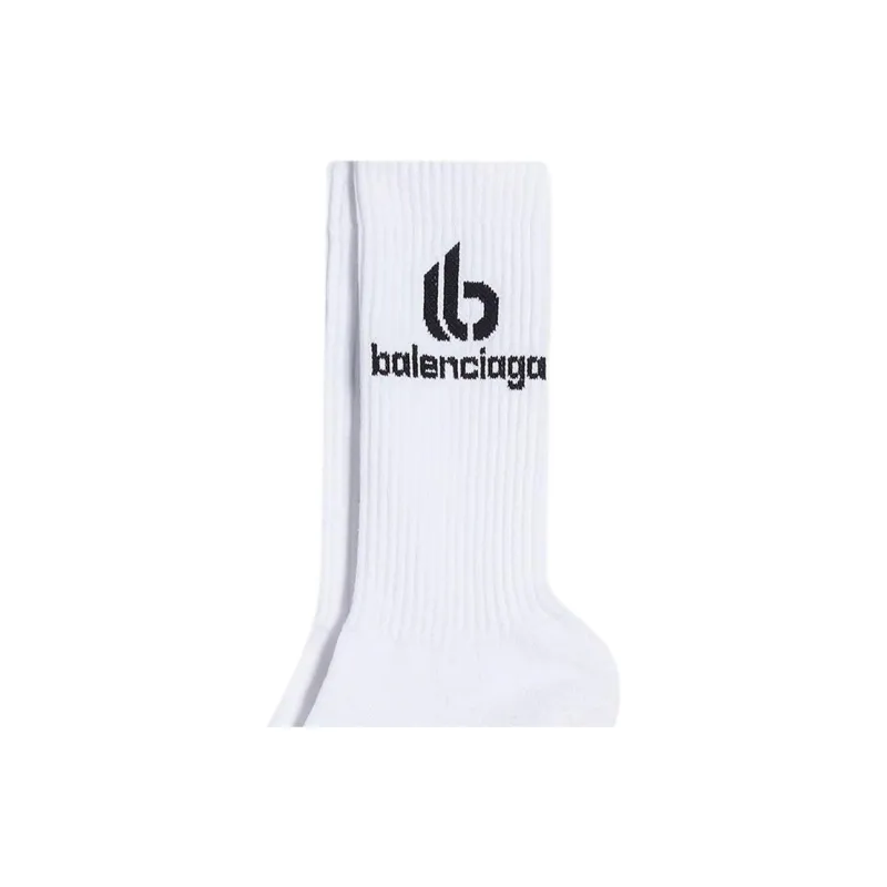 Balenciaga Mid Calf Socks Slim Fit Men's 1 Pack White-3