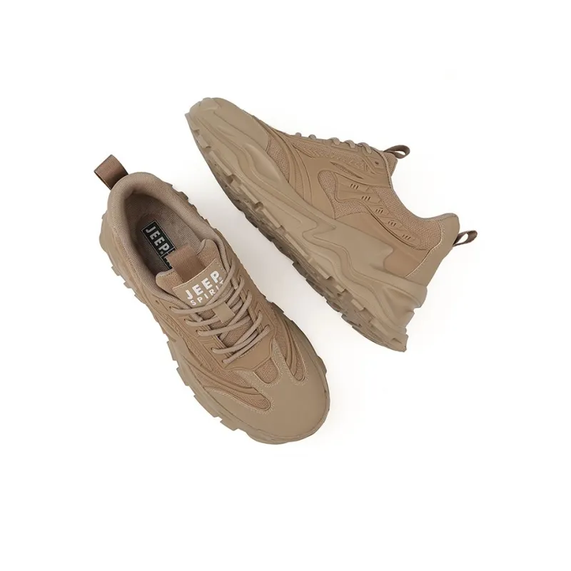 JEEP SPIRIT Anti Slip And Wear Resistant Height Increasing Warm Low Top Chunky Sneakers Men's Brown-4