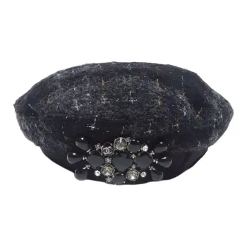 CHANEL Wool Berets Women's Black