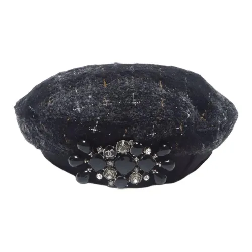 CHANEL Wool Berets Women's Black
