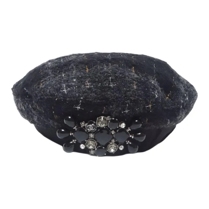 CHANEL Wool Berets Women's Black-0