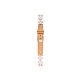 Rose Gold & Yellow Brown-Four-Leaf Clover Metal with Leather Strap