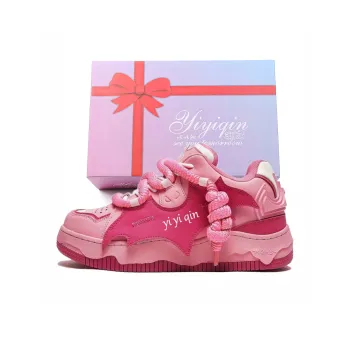 Take The Qin Wear Resistant Height Increasing Low Top Skateboard Shoes Women's Bat Pink