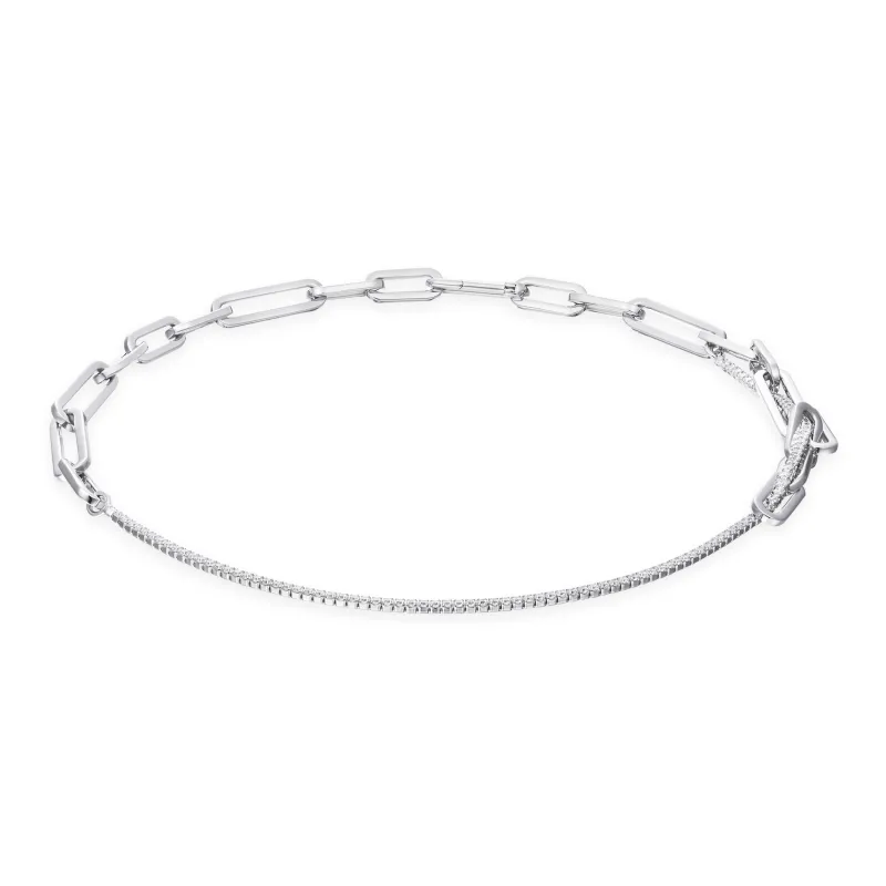 Mistova JEWELRY Eco Friendly Copper White Gold Plated Inlaid Synthetic Zircon Chain Ring Time Space Necklace Women's-1