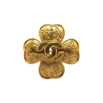 CHANEL 1996 Cc Clover Brooch