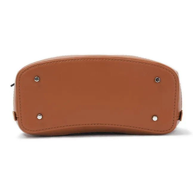 HXXXXS Cow Leather Handbag Women's Caramel Black-4