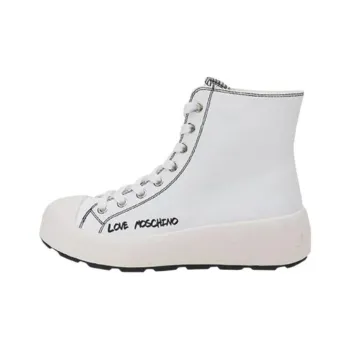 LOVE MOSCHINO Calfskin High Top Skateboard Shoes Women's White
