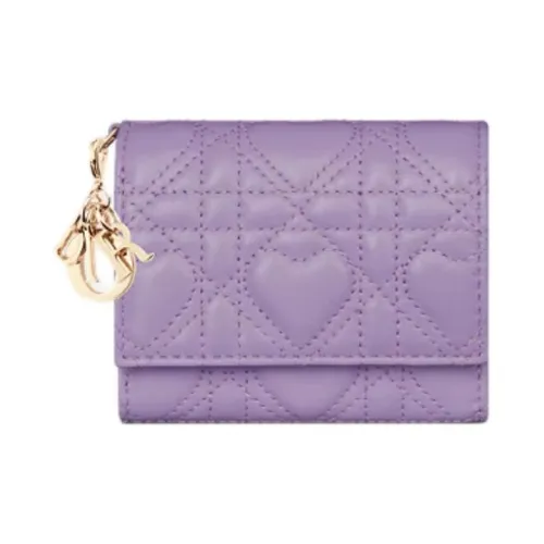DIOR Lambskin Wallet Women's Purple