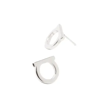 FERRAGAMO Brass Stud Earrings Women's Silver