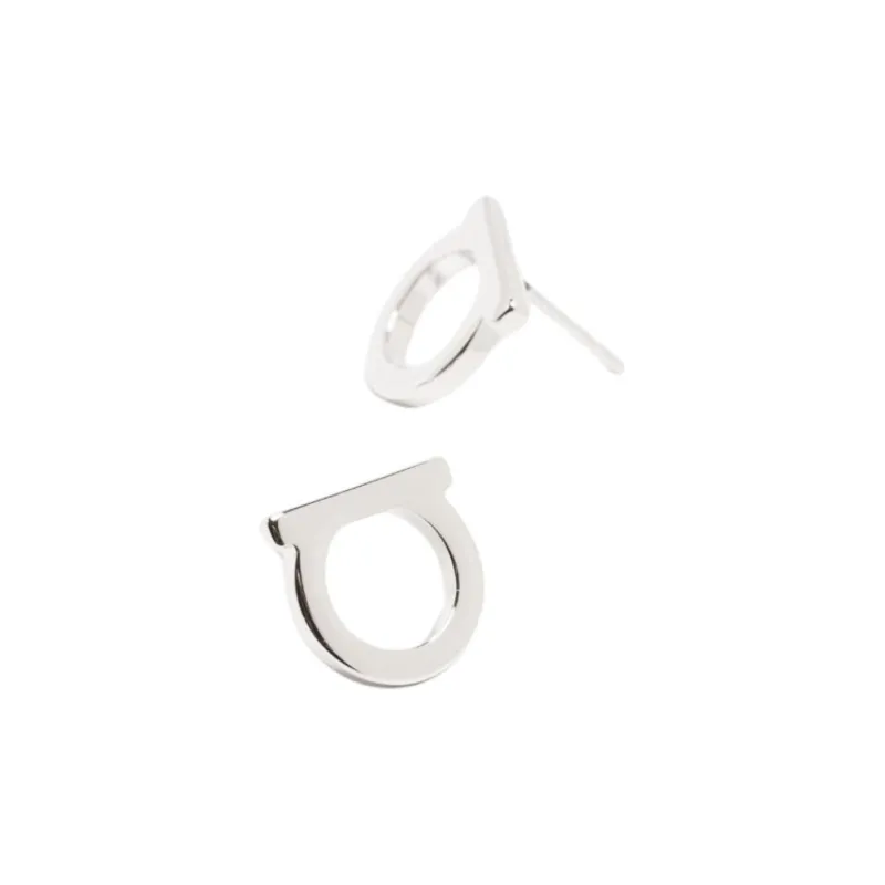FERRAGAMO Brass Stud Earrings Women's Silver-0