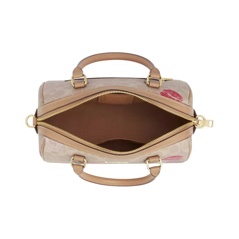 COACH Rowan Coated Canvas Shoulder Bag Crossbody Bag Handbag Medium Size Women's Sand Multicolor-3