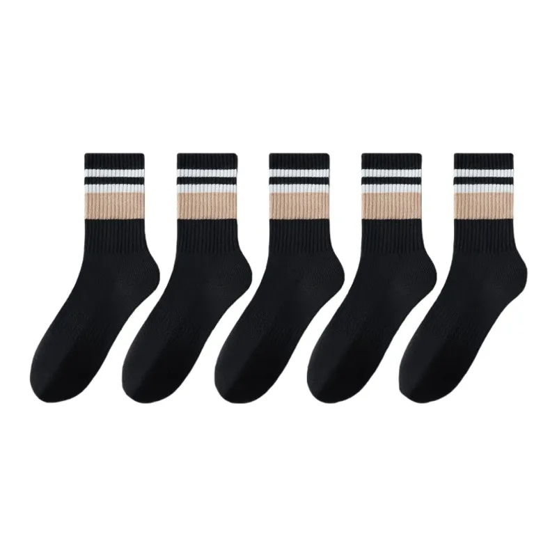 MIIOW Mid Calf Socks Men's 5 Pack Black-0