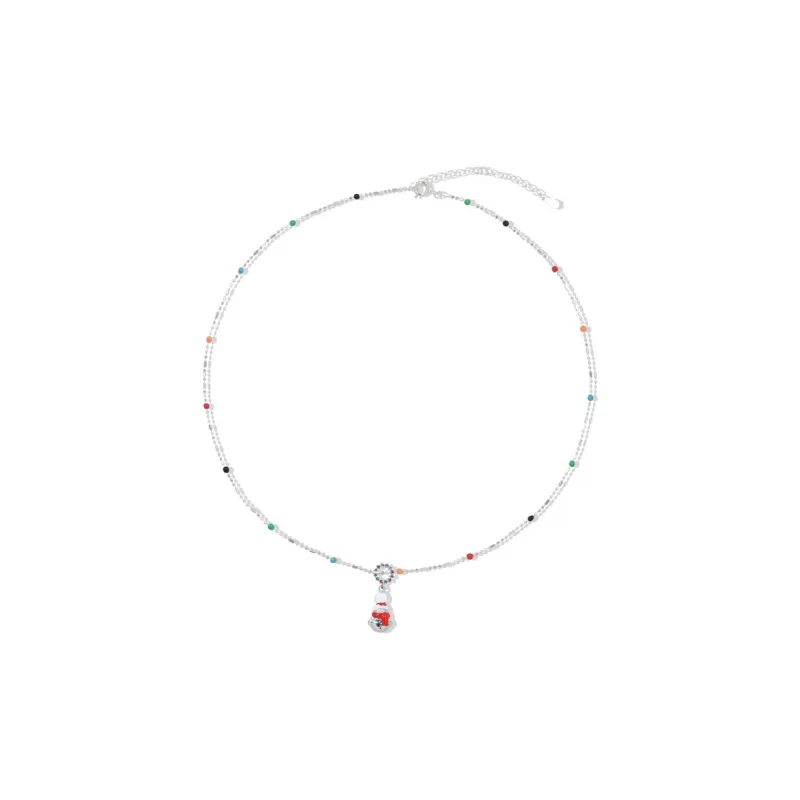 AWE S925 Silver Unique Design Multicolor Beads Snowman Collarbone Chain Women's-2