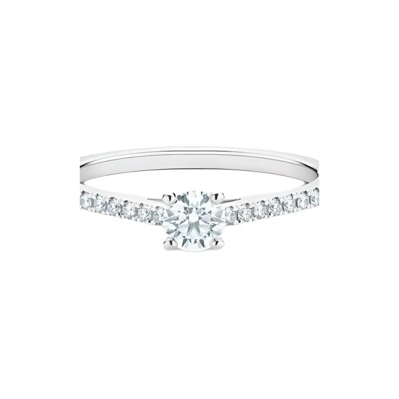 De Beers Platinum Db Classic Pavé Solitaire Diamond Ring-2