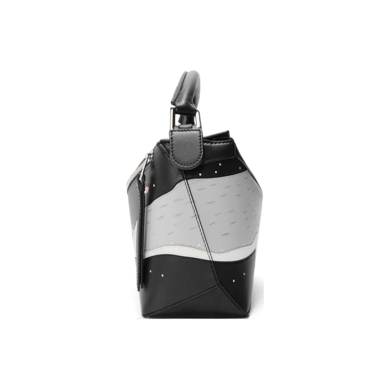 LOEWE Suna Fujita Collaboration Puzzle Nappa Cow Leather Shoulder Bag, Crossbody Bag, Handbag Trumpets Women's Black-3