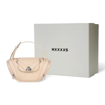 HXXXXS Top Grain Cow Leather Handbag Women's Black/Cookie/Floral Pink