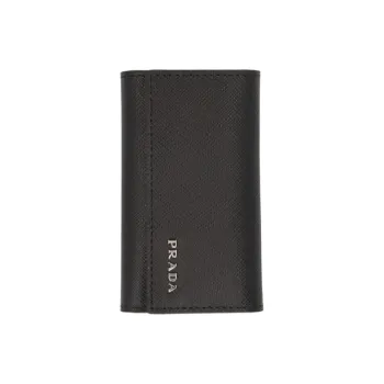 PRADA Saffiano Calfskin Key Pouch Men's Black