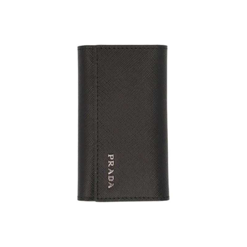 PRADA Saffiano Calfskin Key Pouch Men's Black-0