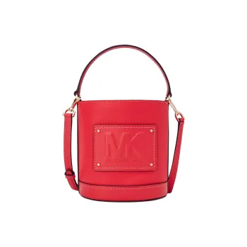 MICHAEL KORS Cow Leather Bucket Bags Shoulder Bag Crossbody Bag Handbag Medium Size Women's Coral Red