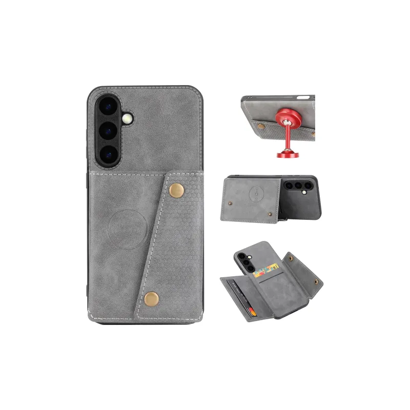 ZHUOJI Double Buckle Card Wallet Material Phone Cases Compatible With Samsung S25/Galaxy S25+/S25 Ultra-9